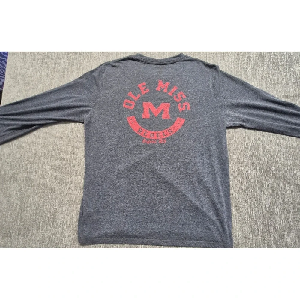 Ole Miss Rebels gray front pocket graphic long sleeve t-shirt XL 2 sided HYDR